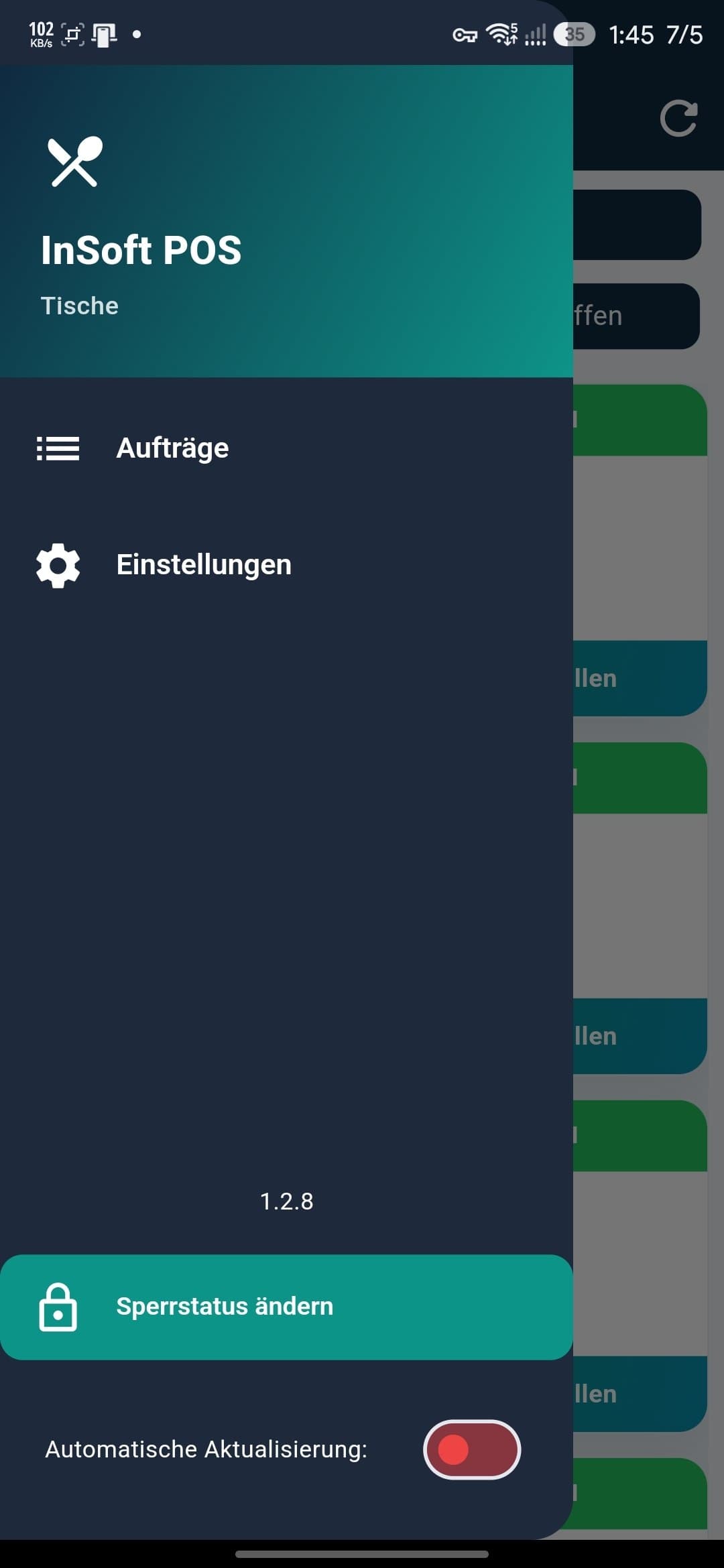 Waiter app navigation drawer