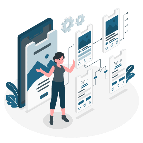 Illustration of InSoft mobile apps on phones and tablets